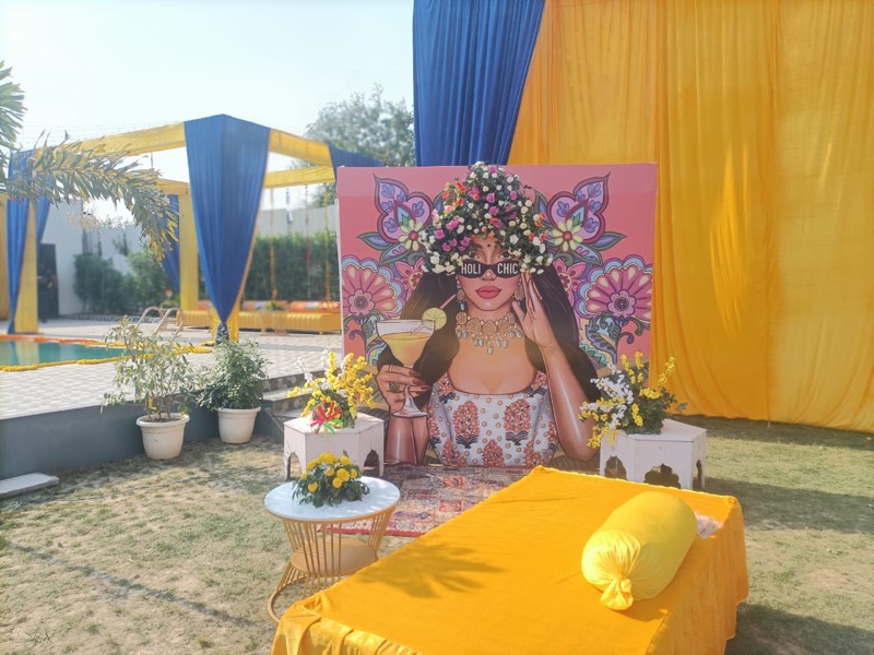 Haldi ceremony decoration with traditional setup
